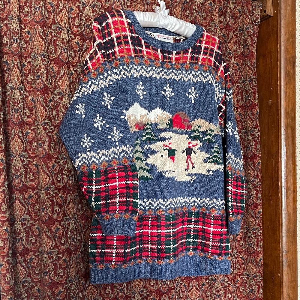 Vtg Talbots WM S Pullover Sweater 
Skaters Holiday Winter Excellent Oversized